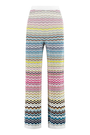 Chevron knitted palazzo trousers-0